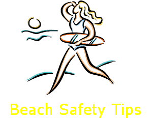 beach safety tips hyperlink with beachgoer logo